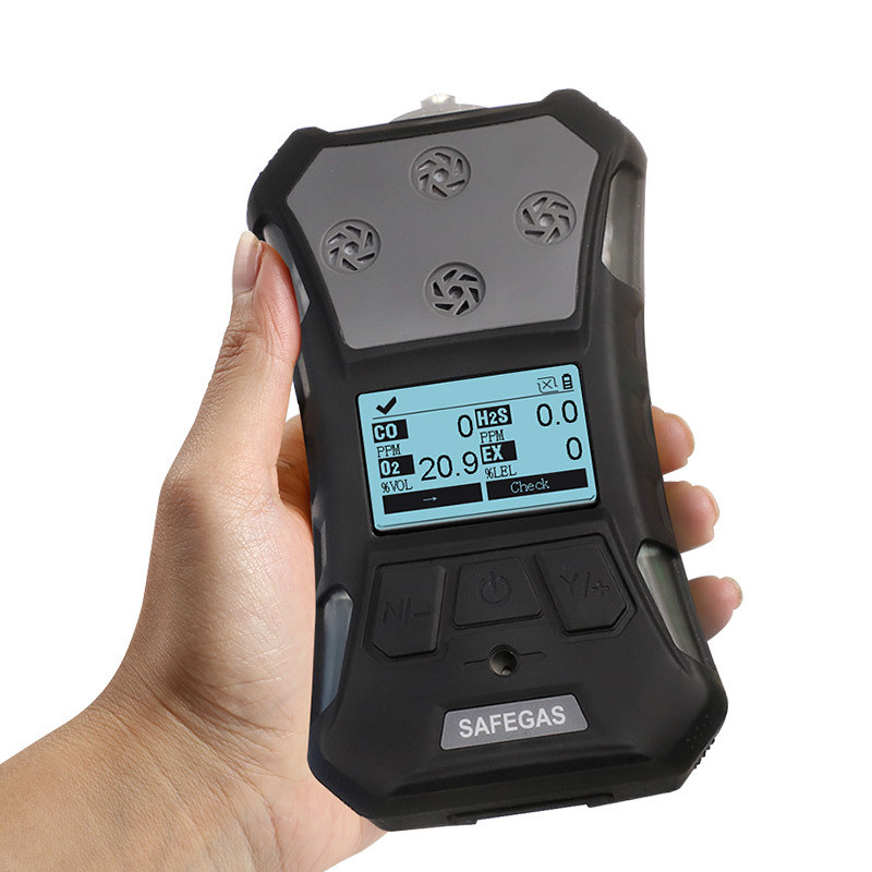Rugged Portable Multi-Gas Detector with IP67 Waterproof/Dustproof, Pump-Aspirated Sampling, and Alarms for Four Gases